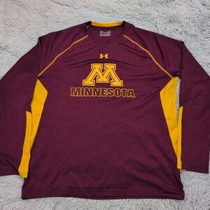 Minnesota Golden Gophers Shirt Womens L Long Sleeve Tee Maroon Gold Under Armour